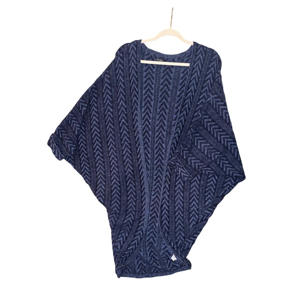 Lucky brand dolman sleeve blue knit long line cardigan XL Cotton blend boho cozy